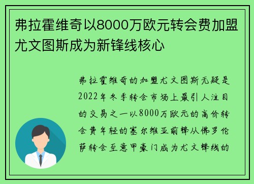 弗拉霍维奇以8000万欧元转会费加盟尤文图斯成为新锋线核心